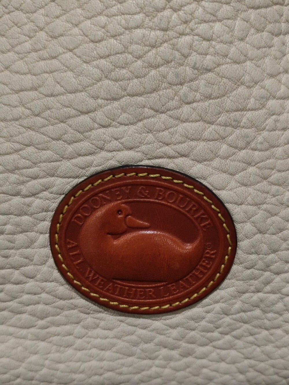 Dooney & Bourke Cream Pebbled Leather Shoulder Bag with Brown Trim - Picture 2 of 16